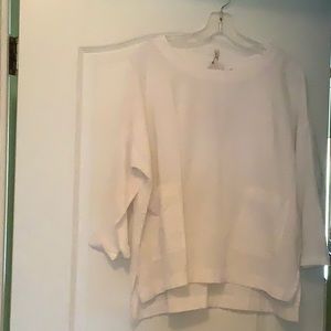 White linen-blend pullover